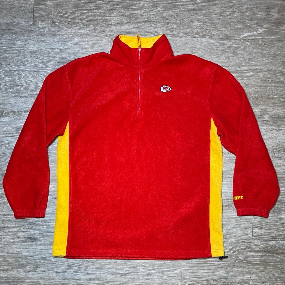 Men’s Size LARGE Vintage NFL Kansas City Chiefs Football Fleece Pullover 1/4 Zip